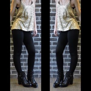 Golden sequin high low tank